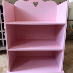 Lovely sturdy pink children’s bookcase from a smoke and pet free home.

Dimensions
45.5cm wide
66cm tall
29cm deep