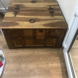 Good condition solid wood can you be used as a storage i use as a toy box for the kids toys moved houses and to big for my living room measurements 35by35.
