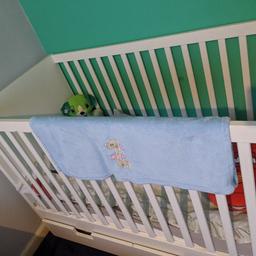 Selling my son's cot bed , used handful of times . There's some marks on the cot as you can see and a little crack but doesn't affect use. Will add mattress, cot bumpers ( grey and green ) and two mattress fitted sheets (grey).

COLLECTION ASAP !

No duvet and no pillows !

Open to offers !
Collection only from DY4 !