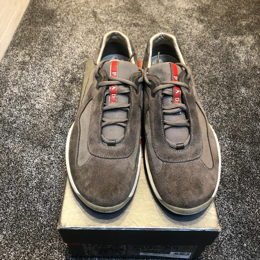 Prada americas discount cup grey suede