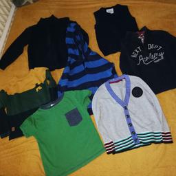 Boy bundle in age 3 to 4 years. Over 20items. Winter & lightweight jacket, puddle trousers with fleece inside, tops, smart cardigans, jogger, hat with gloves, swimming bottoms,hooded towel. Mix of worn & unworn items. All in good condition. Washed and ready for new home. Collection nw9 or happy to post