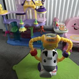 Quick Sale
All toys working and in good condition.
Musical Learning chair with sound and light
Spinning and rocking Zebra with sound and light
Disney Princess Castle 
Local delivery is available or collection from Selly Oak near QE hospital.