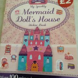 NEW DOLLS HOUSE MERMAID DOLL S HOUSE STICKER ACTIVITY BOOK SALE PRICE NEW . WITH OVER 100 STICKER S TO DECORATE YOUR OWN MERMAID DOLL S HOUSE. BEAUTIFUL BOOK DO PAY PAL POST AND DROP OFF WITH IN FEW MILES SMALL COST.
