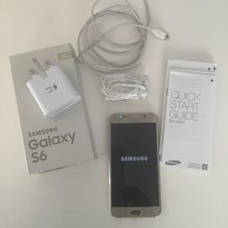 32GB Gold Platinum Samsung Galaxy S6.
Used, but in fantastic condition.
Comes with box, start guide, original plug and earphones (unused) and a lead.
Reset to factory settings.
Collection from DA16.
Comes from a smoke free and pet free home.