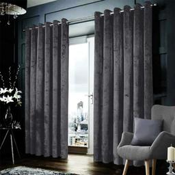 - Visit us on cintsandhome.co.uk -

Sizes (Width x Drop): 
For Example if The Size You Select is 66" x 72" Then You Will Get 2 Curtain Panels Both Measuring 66" width x 72" Drop And 2 Matching Tie Backs"   

46″ x 54″ (116cm x 137cm).  £34.77

66″ x 72″ (167cm x 183cm).   £45.00

66″ x 90″ (167cm x 228cm).   £53.99 
 
Technical Details:
Two Pieces of Curtains + Two Tiebacks. 
40% To 50% Black out with 230 GSM. 
Dry Clean Only / Keeps Heats in / Keep Lights out / Winter Warm / Summer Cool.

Material:
Crushed Velvet

Postage time is usually between 3-5 working days.(£2.90)