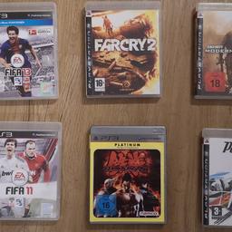 Fifa 11 und 13, Farcry 2, COD Modern Warfare 2, Tekken 6, Bornout Paradise
6 Stück, einzeln ablösbar für je 5 €
Alle zusammen für 30 €