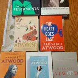 8 Novels Across 7 Books:
The Handmaid's Tale
The Testaments
Life Before Man
Cat's Eye
The Heart Goes Last
Oryx and Crake
Alias Grace
The Blind Assassin

All used but good condition