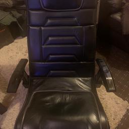 X Rocker Gaming Chair in Black, no longer required as kids are grown. In great used condition no tears fully working. Complete with two power plugs.