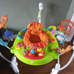 Fisher Price jumparoo in good condition ! My son loved it but now he's mobile he won't stay in it for wanting a wander . Removable fabric seating , all washed and ready to be dismantled if needed.