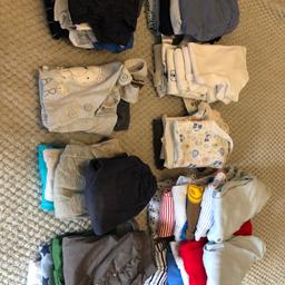 Size 3-6 months boys 

Loads of sleep suits, vests, trousers and T-shirt’s. 

Have been in the loft so recommend to wash before wearing.