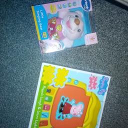Brand new in the box, was duplicate gifts
Peppa Pig Laptop cost £18
Singing Alice Bear cost £8
sell both for £15