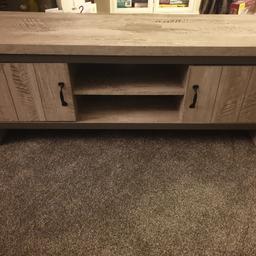 grey rustic look. like brand new only a few months old getting rid due to changing decor. matching sofe board also available. 

width  44.5 inch
depth 15.5
height  17

any questions please ask :)