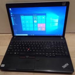 Fully working Lenovo ThinkPad e530 laptop. running the latest Windows 10 . It is quite fast. Will suit a student or professional office work and multitasking etc. 
It has an Intel Core i3 processor and 8Gb ddr3 memory with a 500gb SSD hard drive. Also has webcam, hdmi and a dvd drive. Battery is good and comes with charger. Can deliver