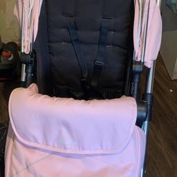 Silver cross wayfare travel system and pink hood and apron includes carry cot and seat part hood and apron handle bar leather peeling see pictures hence price collection only 35 pound