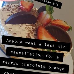 6 inch Terry's chocolate orange cheesecake
made evning 08.02.21
last min cancellation for 2maro order
sale price now £10 delivery within 2 miles or £8 bd5 collection