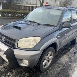 54 plate 
Rav4 
2.0 diesel
Manual gearbox 
116k
11 months mot 
Full v5
Clean jeep
New tow bar 
New clutch fitted 
All working fine 
No faults 
£1195 
Cheap jeep
07788786832