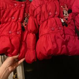 Twins 2/3 years Minnie Mouse red coats very good clean condition one has a little pen mark as shown in in