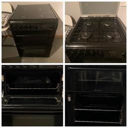 Hotpoint gas cooker with separate grill. Black. About 4 years old. Could do with a professional clean. Sensible offers considered.