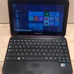 Samsung netbook in good condition and full working order. All wiped and reset on Windows 10. Will suit a student or basic internet/word-processing work. Built in WiFi and webcam. 160gb hard drive and 1gb ram. Great battery and comes with charger