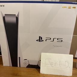 Selling this brand new ps5 console disc version brand new not open. No time wasters please. I will do next day delivery at £25 as that’s how much it costs. Any question feel free to DM me. This is dead stock and not available in stores.