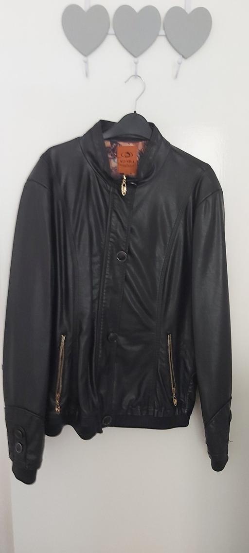 Buy & Sell West Midlands Walsall - Photos for Black leather coat, size 18.16