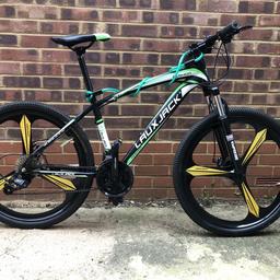 a LAUX JACK fashion XC Mountain Bike
27 Gears and full front suspension, ideal for road and Off Road cycling. Only used a few times in Summer and not been used since. In Excellent condition and a pleasure to cycle.
 0.N.0