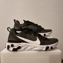 An original pair of men's Nike React Element 55 in Black/White.

* Condition: Brand New
* Comes with Original Box
* Available in UK Size 8 / EU Size 42.5

Dispatched with Royal Mail TRACKED delivery.