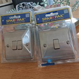 One double and one single light switch in brushed chrome collection only from Stourport social distancing PayPal excepted