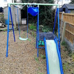 Swing and canopy in good condition

Slide could do with a little bit of TLC

Comes with extra toodle seat connected to the frame

Will have to dismantle yourself  

Feel free to ask any questions