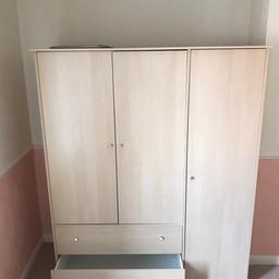 Bedroom wardrobe and drawers combined unit in great condition, 2 large drawers a central hanging compartment and a smaller hanging/shelf compartment, originally flat pack so may be better to dismantle for transit!