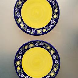 2 pretty plates made in Spain with a delightful lemon design