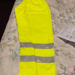 Brand new high viz trousers, just taken out packet to take pics. PU coated fabric with two reflective bands round each leg.