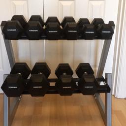 Brand New in Box. It’s a set including: the rack, 4kg,6kg,8kg and 10kg,12kg