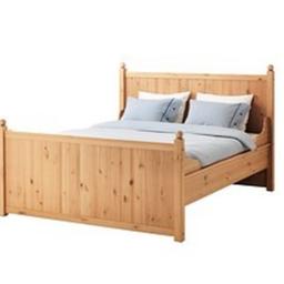 Ikea hurdal double bed frame mattress not included. Good solid bed, has had a screw to replace original bolt on one side, missing slat, easy to replace if you wish.