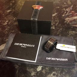 GENUINE MENS EMPORIO ARMANI RING SIZE 10 BRAND NEW WITH TAGS BOX OUTER BOX PLUS BOOKLET COST £99 SELL £15