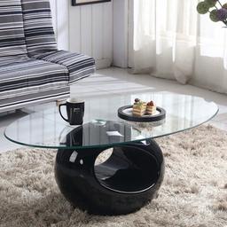 Round Coffee Table With High Gloss Side Table, Tempered Glass Top, Oval Ring Shape
Very good condition
Original price 129£