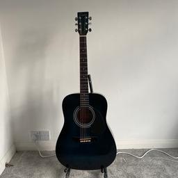 Encore blue acoustic guitar, for sale

Item has a few small nicks but is fine otherwise (see pictures), comes with stand and guitar bag.