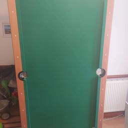 Sellimg foldable snoocker/pool table in emaculate condition dimensions are 6ft 1inch by 3ft 4inch comes with 3 brushes 4 chalk 4 ques score board 3 triangles to set balls up and spare 8 red balls brought for £299 asking for £150 or very near offer 
From a smoke and pet free home collection only may need a van as very heavy and large