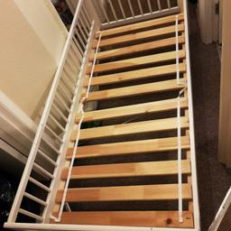 Toddler/junior bed. Frame ikea GULLIVER & slats also from ikea SULTAN LADE. SIZE 70 x 160 cm. Some scratches here and there from usage, etc but nothing minnor or damage to it. Dismantled for easier transport, all screws attached. Offers welcome. Collection nw9