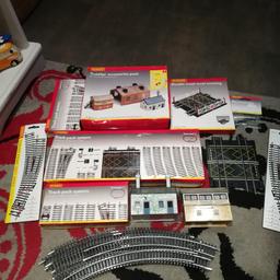 Box of Hornby buildings and track pack's oo gauge collection only please don't drive