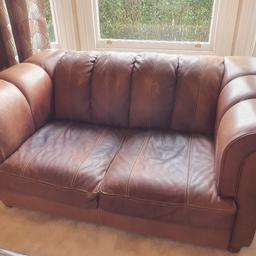2 Seater Sofa 
Soft Natural Leather 
Could do with replenishing in places no cuts or holes.
Still in good condition