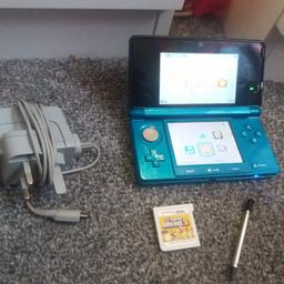 Nintendo 3ds aqua blue comes with 1 game, pen and charger in vgc.
