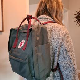 Large green and red Fjallraven Kanken rucksack. Bought second hand a few years ago and used for work as fits laptop etc. Still in good condition, with all zips and clasps working etc. but one bottom side does have an ink stain. 

Any questions please let me know.

Thanks.