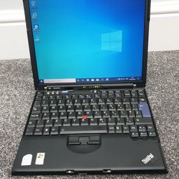Lenovo ThinkPad X Series Laptop 

Used but in very good condition

Model X61
Windows 10 Pro
CPU - Intel Core 2 Duo T7100 @ 1.8 GHz - Dual Core Centrino
2 GB Memory
70 GB Disk drive

Wireless Card
Wired RJ45 Ethernet port
3 x USB Ports
1 x display / video - VGA
1 x microphone - input - mini-phone 3.5 mm
1 x headphones - output - mini-phone stereo 3.5 mm

Comes with power cable

Collection preferred from SW19. Unless you live near SW19 then we might be able to come to an agreement for delivery.