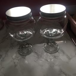 2 glass storage jars 2 for 3.00 in great condition collection only thanks.