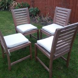 Good quality garden chairs with washable seat covers chairs just need little oil put on just to bring  back colour can view before purchase