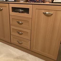 Oak effect sideboard with two storage cupboards and 4 drawers. Fab condition 1.21m x .42m collection only from whetstone Leicester