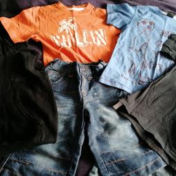 Used from a pet smoke free home but still good condition

2 x tshirt (age 4-5 / 5-6) 
1 x polo shirt (age 5)
2 x denim shorts (age 4-5 / 5-6)
1 x knitted sleeveless hoody (age 5)

Collectuin Queensbury BD13 or will post