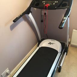 White Reebox Z9 Folding Running Machine / Treadmill 

Works perfectly fine!! 

Selling as don’t use!! 

Collection Only!!
Can see working before buy!! 

Payed £800 Brand new!!! 
Not been used much at all !!!