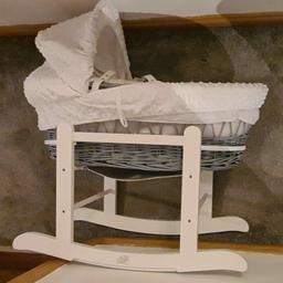 moses basket. used but in excellent condition. Grey and white with moses mattress for inside. collection Kirkintilloch